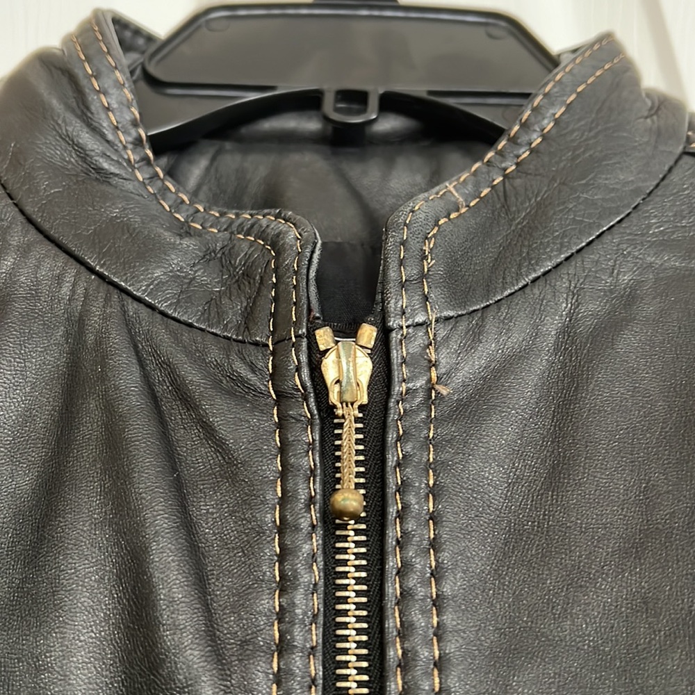 Vintage Black Genuine Leather 2pc  Studded Jacket And Skirt Size Small Petite - Picture 4 of 17